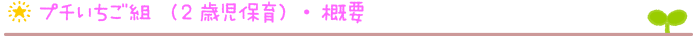 プチいちご組（2歳児保育）・概要